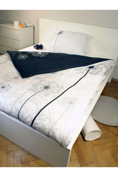 NO BRAND Lenjerie de pat din bumbac pentru tineret 160x200 gonflabilă negru ș...