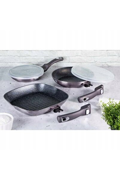 NO BRAND Tigaie grill cu mâner detașabil 28cm, pentru inducție și gaz