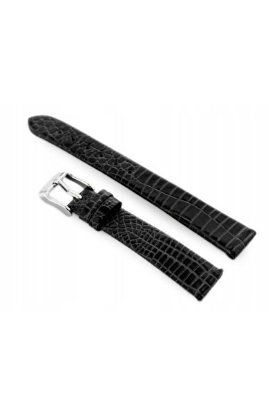 NO BRAND Curea de ceas din piele W57 - Negru - 12mm