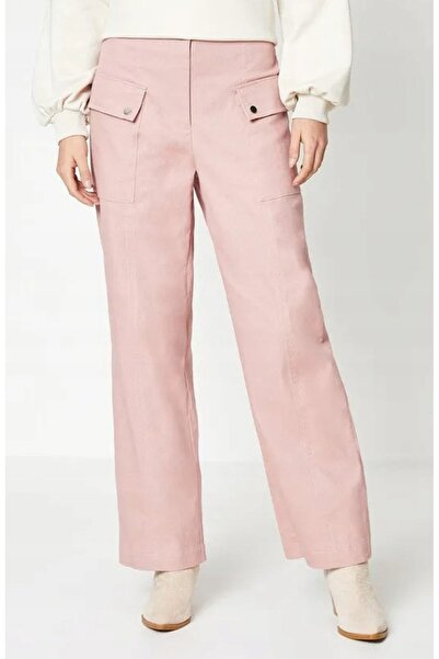 NO BRAND Pantaloni roz cu buzunare, croială largă, talie elastică, cargo, Oas...