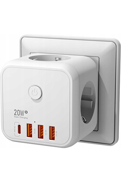 NO BRAND Hub de rețea USB, 3 prize, porturi USB-C, splitter cub