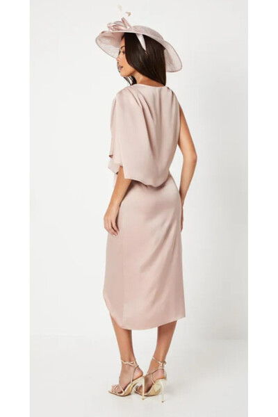 NO BRAND Rochie midi bej, simplă, drapată, cu un singur umăr, Coast 40