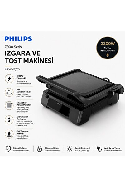 Philips 7000 Serisi Izgara ve Tost Makinesi, Hassas Dijital Kontrol, Izgara i...