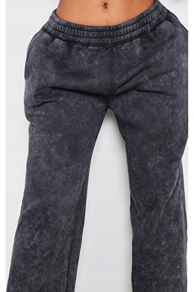 NO BRAND Prettylittlething 42 pantaloni de trening termici gri cu picior larg