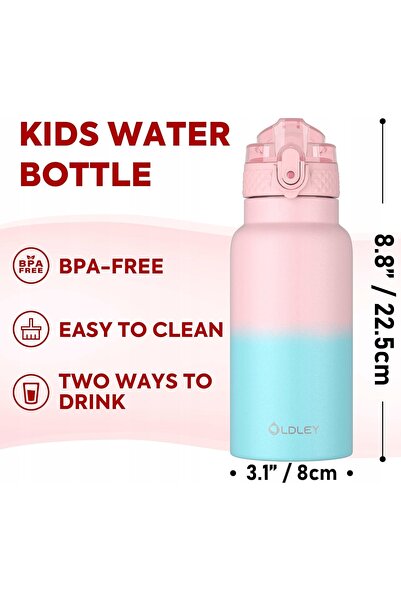 NO BRAND Termos din oțel inoxidabil cu pai 500 ml Oldley 2 capace