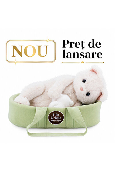 Orange Millie – Pisică de pluș (40 cm) cu pui ascuns și geantă de transport Toys