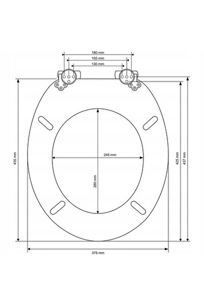 NO BRAND Sinobath Colac de toaletă Negru MDF