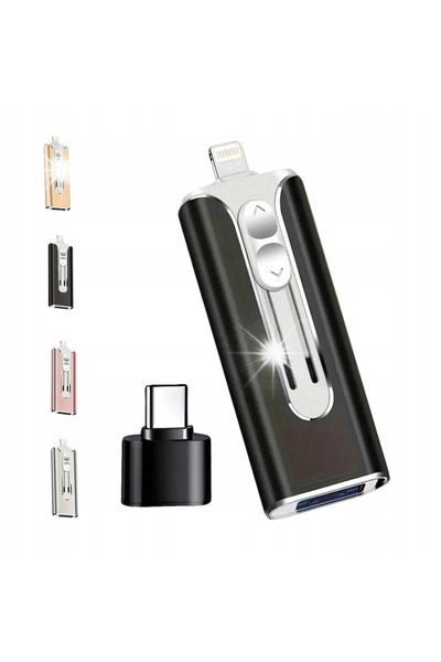 NO BRAND Pendrive 128 GB 3 în 1 USB 3.0 Micro-USB Lightning USB-C, Negru