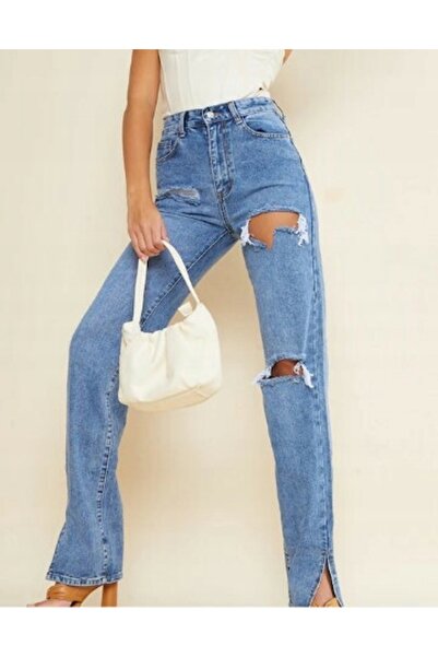 NO BRAND Blugi cu găuri, talie înaltă, Prettylittlething 36
