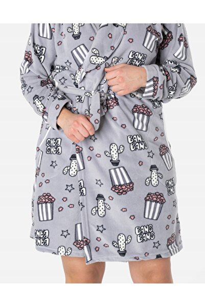 NO BRAND Halat de baie călduros din fleece polar pentru femei, Polar Max 1988 L