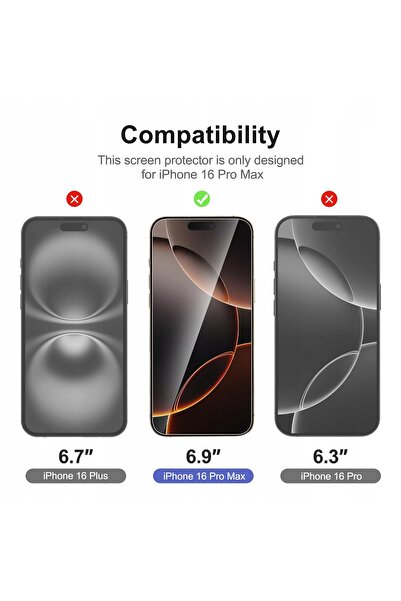 NO BRAND 3X Sticlă securizată pentru iPhone 16 Pro Max + 3X Protecție lentilă...