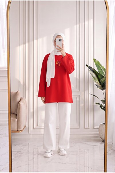 MİHRA STORE Mehşah Floral Patterned Blouse-Ss13137 Red