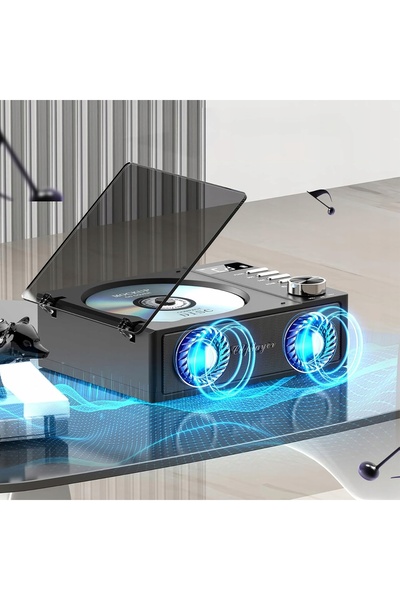 NO BRAND CD Player Bluetooth 5.3 Portabil 9W1 USB TF Aux 4000mAh Negru