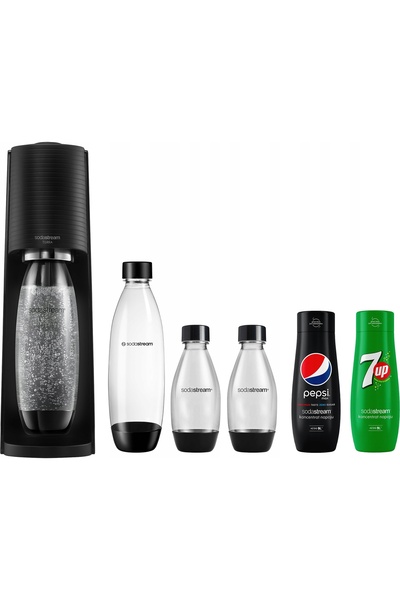sodastream Saturator de apă Terra 2 sticle de 1L + Sticlă mică neagră de 0,5L
