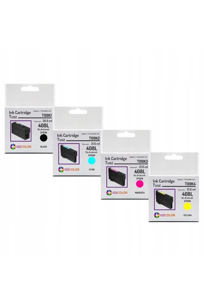 NO BRAND Set de 4 cartușe de cerneală CMYK noi 408L C13T09K pentru Epson Work...