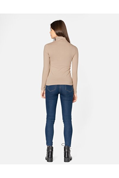 NO BRAND Pulover elegant slim de damă, guler înalt, clasic, culoare uni, bumb...