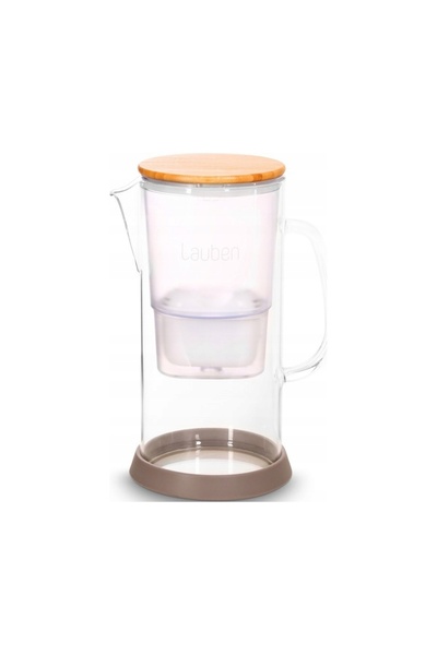 Lauben 32Gw 3.2L Cană filtrantă - Sticlă, Bambus, Sistem de filtrare în 4 etape