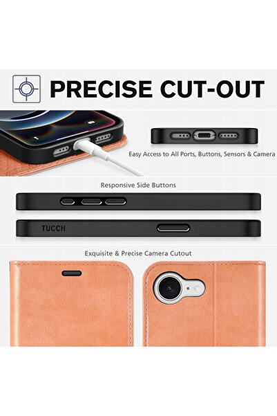 NO BRAND Husă din piele Tucch tip portofel cu protecție RFID pentru iPhone 16...