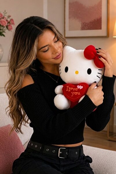 STORE24 I Love You Kalpli Hello Kitty Peluş – Sevgiliye, Kıza Romantik Peluş Oyuncak