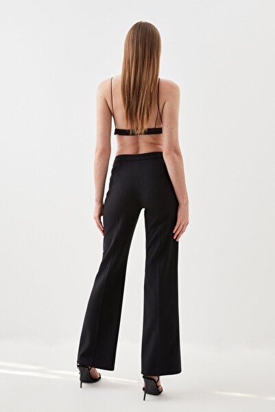NO BRAND Pantaloni clasici negri cu picior larg și cusătură netedă Karen Mill...