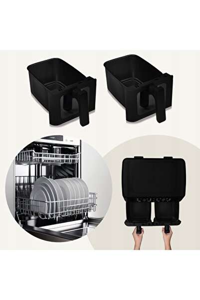 NO BRAND Zeegma Ze-Knapper Dual Negru 1700 W 9 L Friteuză cu aer cald