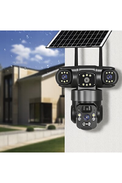 NO BRAND Cameră solară de exterior 4K HD cu lentilă dublă 4MP, 4G LTE, cartel...