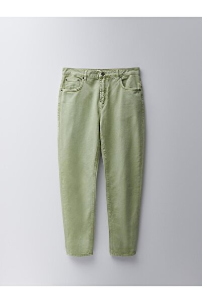 NO BRAND Blugi verzi, croială Carrot Fit, drept, clasic, neted, 32/34