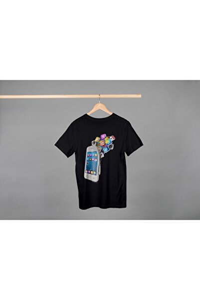 Noname Tricou Unisex Bumbac Premium Casual " Mobile social media " Inscriptie