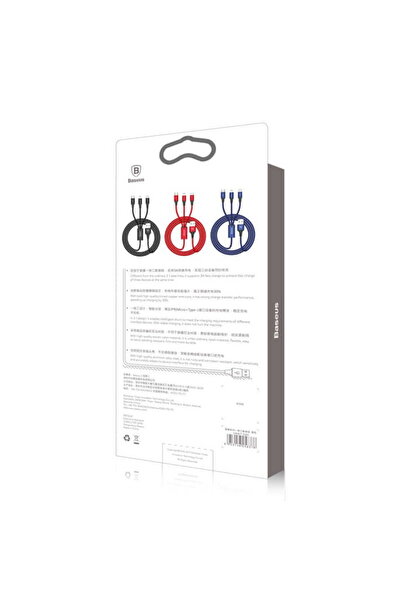 NO BRAND Cablu Baseus USB - USB Tip C / MicroUSB / Lightning 1.2m Negru