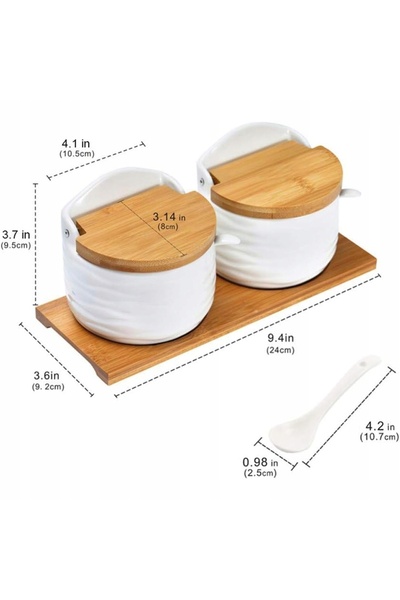 NO BRAND Recipiente ceramice cu bază din lemn pentru evenimente, albe, 250ml