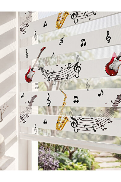 AD Home Müzik Elektro Gitar ve Saksafon Dijital Baskılı Lüks Genç Odası Zebra...