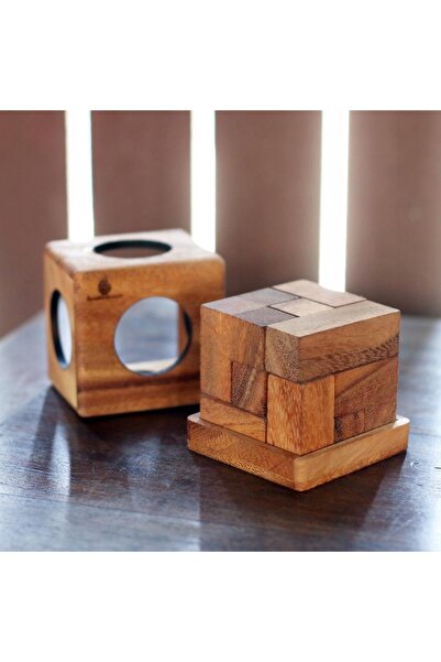 NO BRAND Cub puzzle 3D din lemn, joc de logică