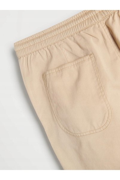 NO BRAND Pantaloni de bumbac bej, croială normală, joggeri, cu talie elastică...