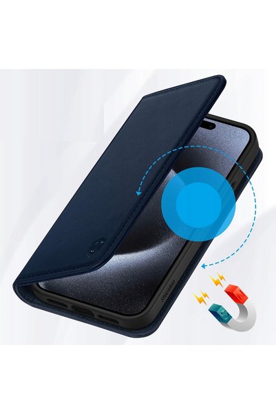 NO BRAND Husă Shieldon din piele naturală pentru iPhone 15 Pro, tip portofel,...