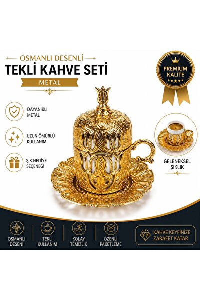 KOZMİK GİFT Osmanlı Kahve Fincanı Lale Desen Kapaklı Türk Kahvesi Fincanı Ota...