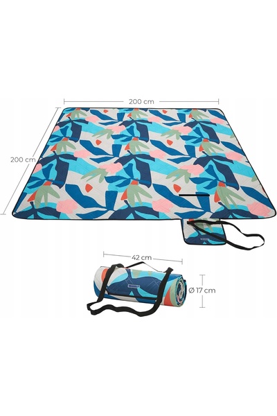 NO BRAND Pătură de picnic multicoloră Songmics 200 x 200 cm cu bază izolată