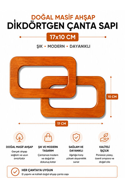 vollen yarn Doğal Masif Ahşap Dikdörtgen Çanta Sapı 17x10 cm 1 Çift (2 Adet) ...