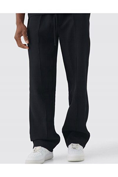 NO BRAND Pantaloni negri clasici cu buzunare plisate, croială dreaptă, Boohoo S