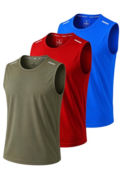 pandy 3-Pack Quick Dry Breathable Athletic Technical Athlete Zero Sleeve T-Shirt