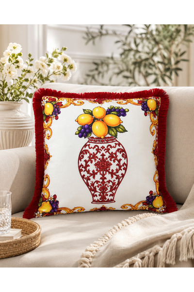 sue collection Lemon & Grape Patterned 3-Piece Decorative Throw Pillow Runner Set