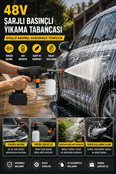 cabbaroğlu ticaret Şarjlı Basınçlı Yıkama Tabancası Akülü Basınçlı Oto Yıkama...