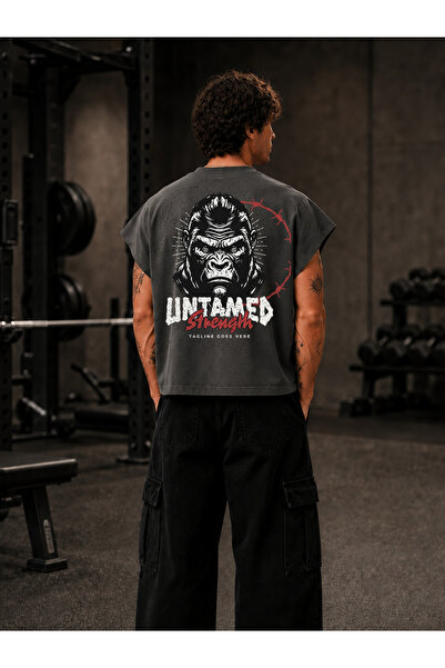 EVIus Μπλουζάκι GYM Athlete UNTAMED GORIL με στάμπα, υπερμεγέθη, φαρδιά γραμμ...