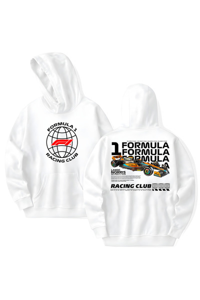 STİL-X Formula 1 Printed Cotton Long Sleeve Hooded Sweatshirt with 3 Yarns