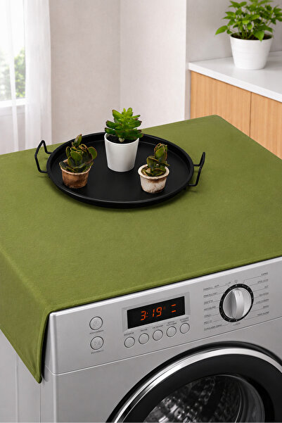 HOMELKA Washing Machine Cover Liquid-Proof Fabric Light Green Color Plain Model