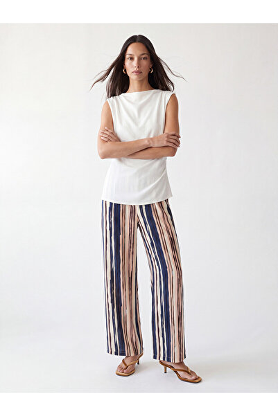 LC Waikiki Mixed Striped Women's Trousers with Elastic Waist