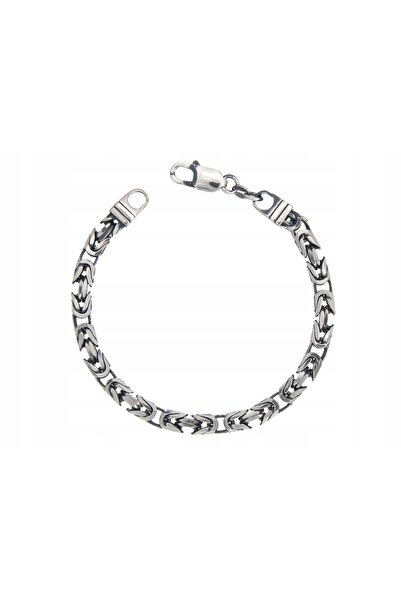 NO BRAND Brățară bizantină din argint 23cm 4,3mm oxidată Cadou