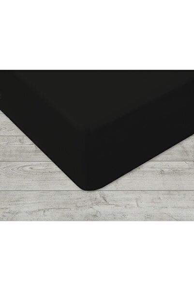 NO BRAND Cearșaf de pat frotir cu elastic 200x220 negru