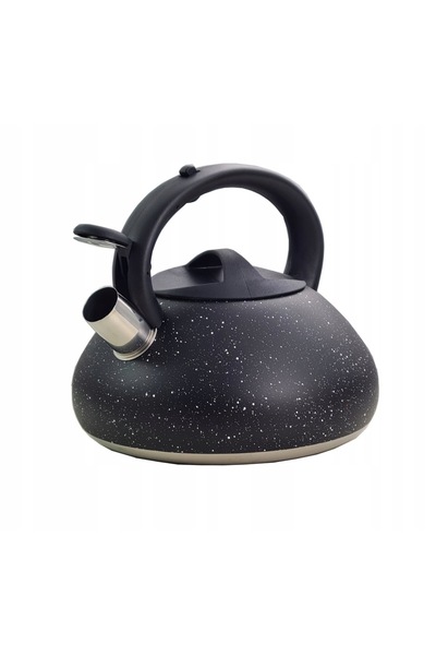 NO BRAND Ceainic tradițional din oțel inoxidabil, vopsit negru, 3 L, cu fluier