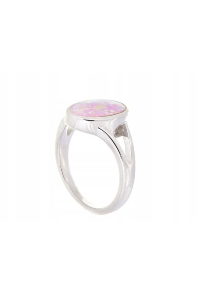 NO BRAND Inel de argint placat cu rodiu, mărimea 17, cu opal de 13mm, cadou