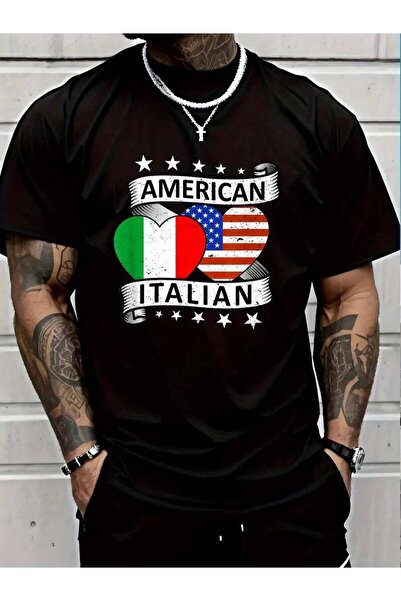 799 100% Cotton Flag American And Italian Italy Pride T-Shirt Men's Women's V...